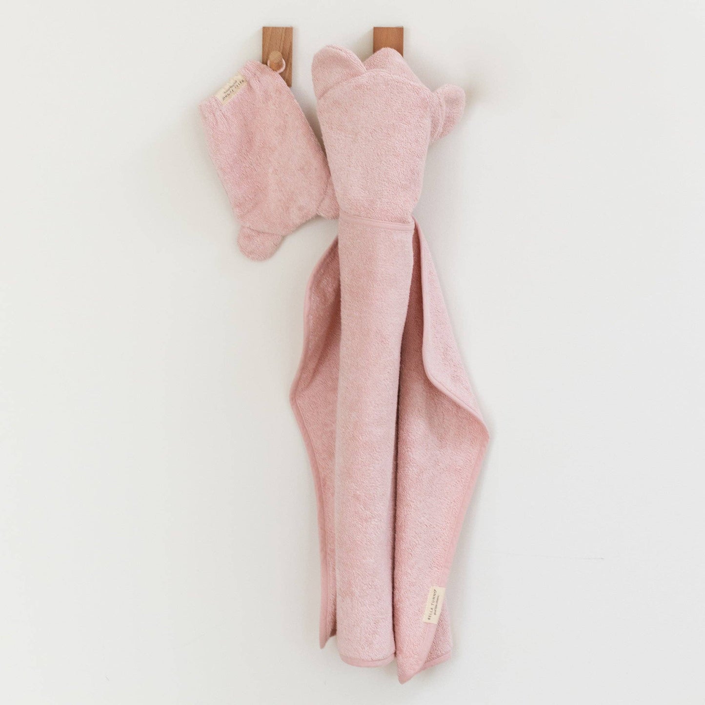 Hooded Towel/Wash Mitt Set Blush