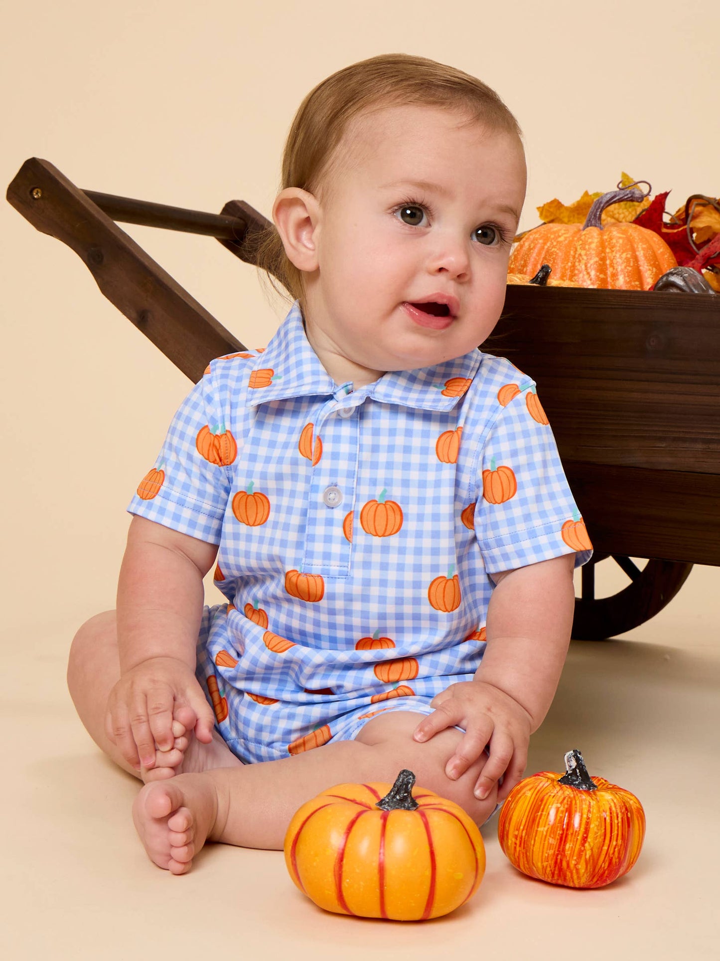 Boys Pumpkin Performance Romper