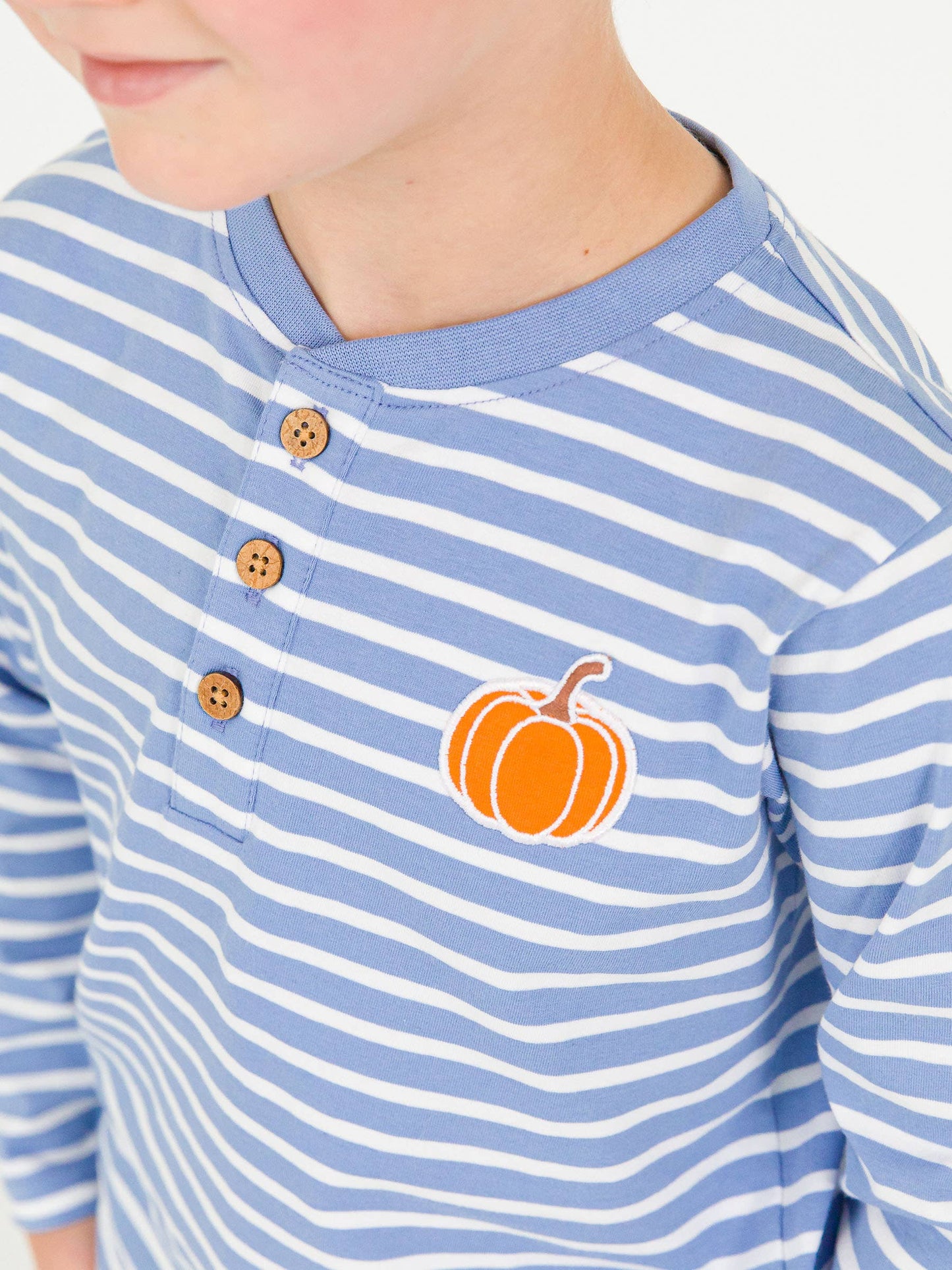 Boys Pumpkin Knit Henley Tee