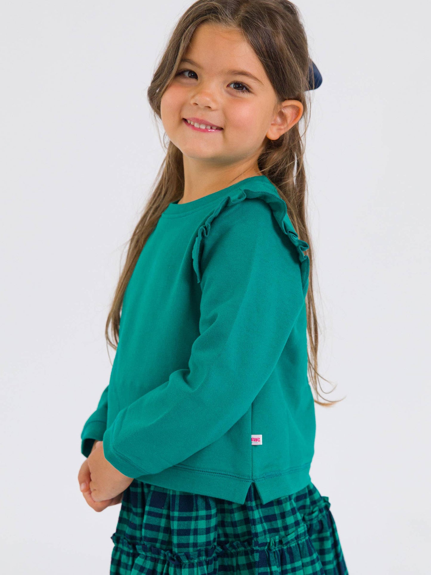 Green Knit Flutter Sweatshirt
