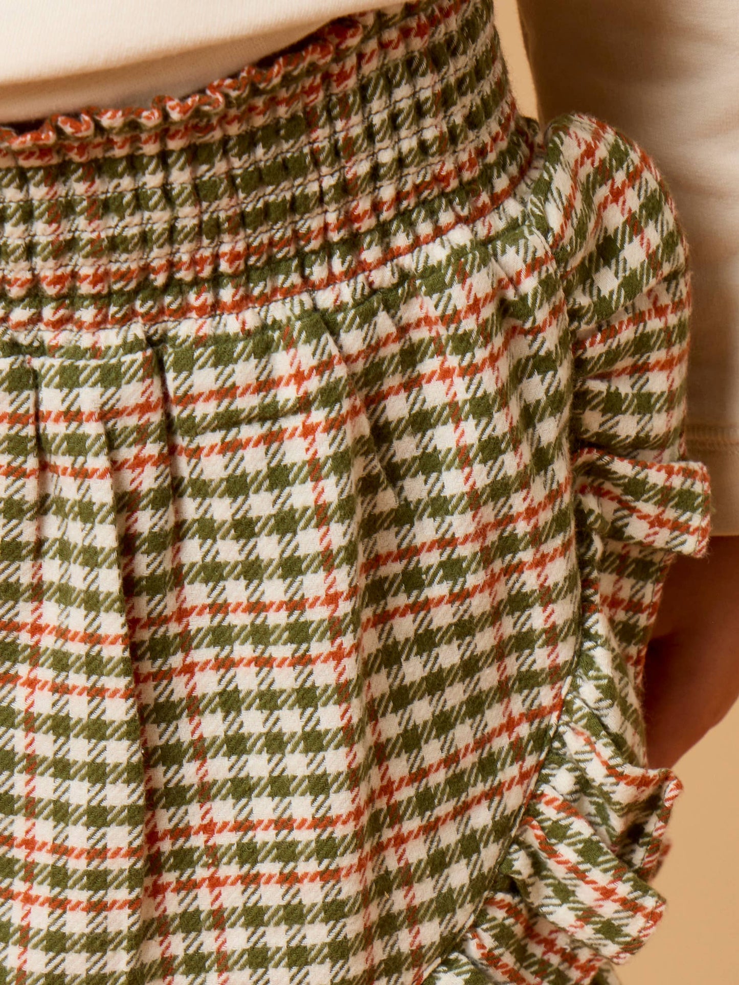 Houndstooth Smocked Ruffle Skort