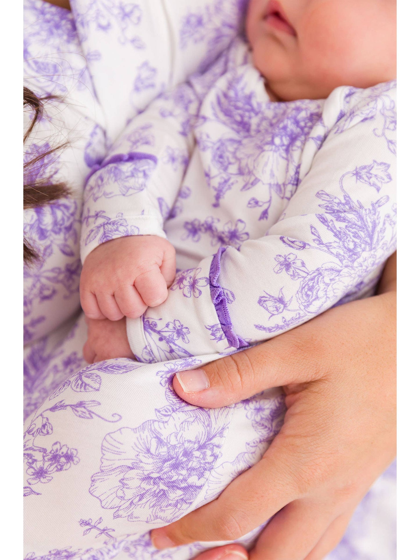 Purple Toile Knot Gown & Hat Set