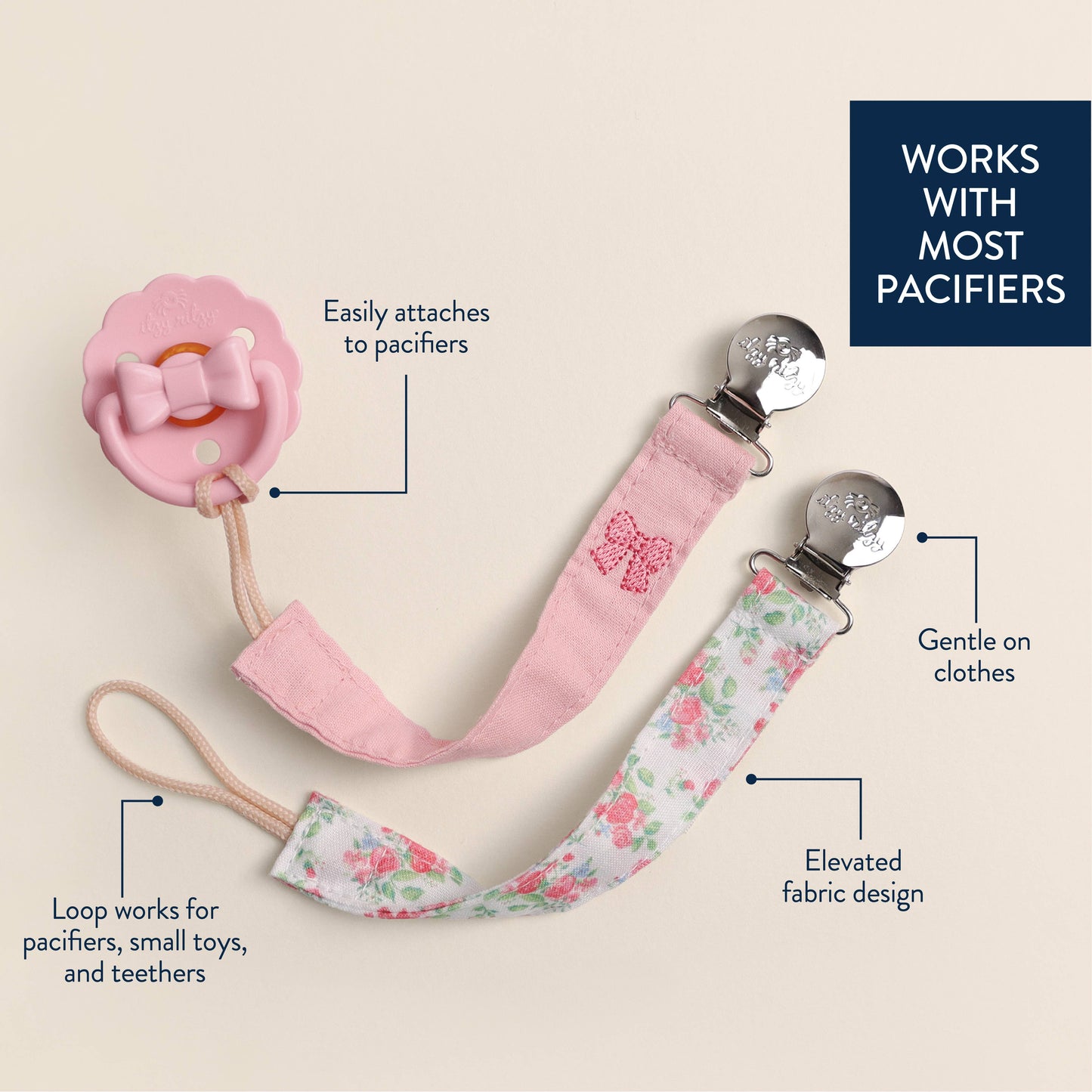 Itzy Clip™ Fabric Pacifier Strap