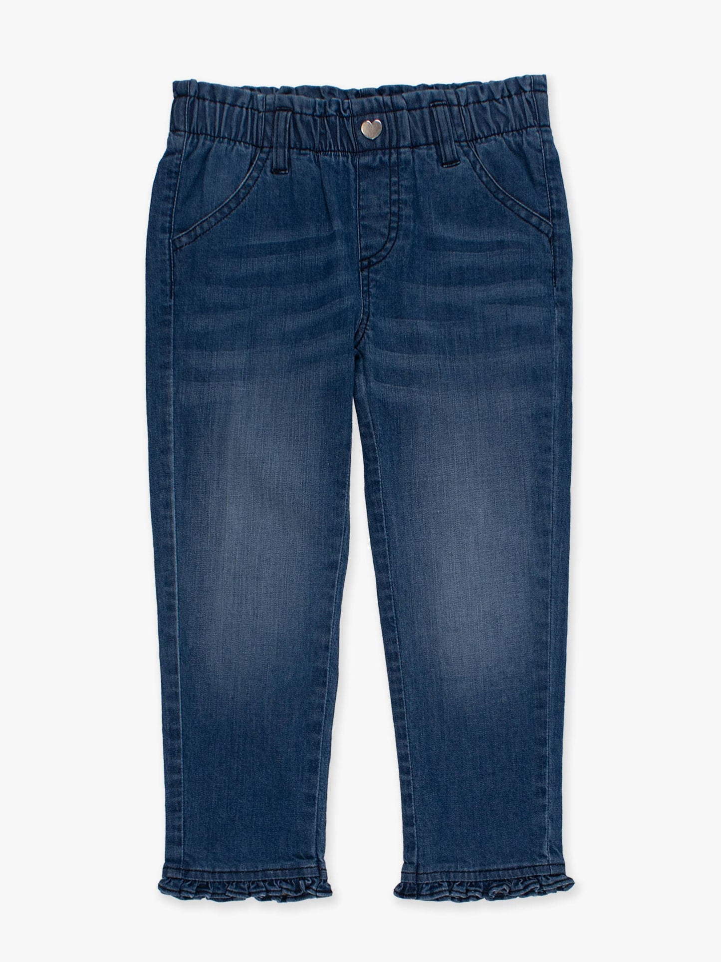 Denim Ruffle Straight Jeans