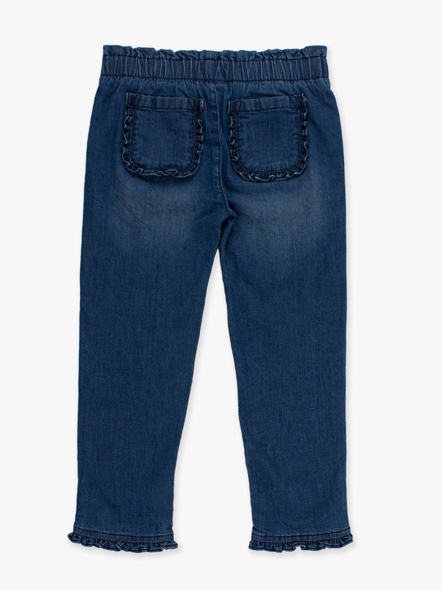 Denim Ruffle Straight Jeans