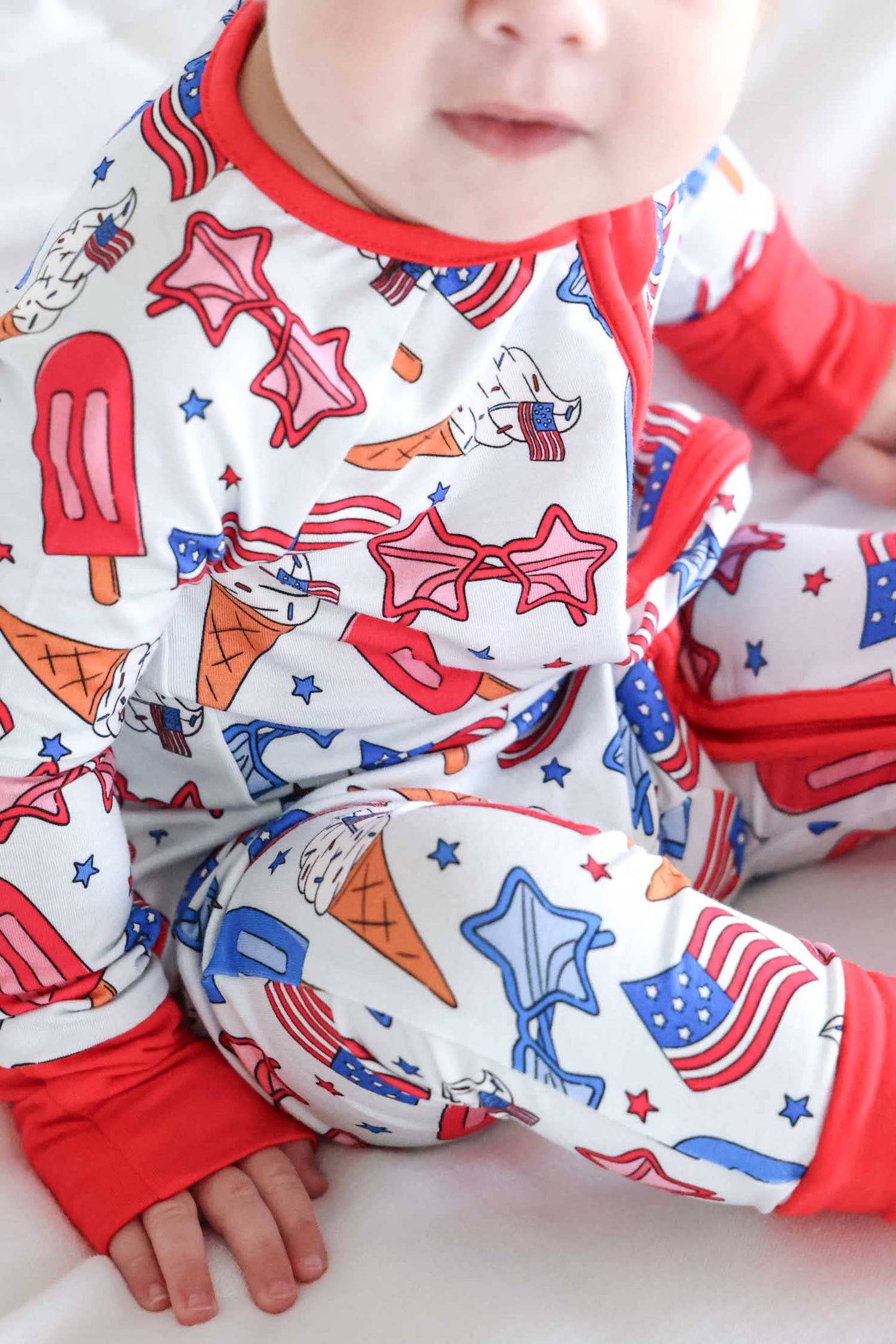 Red, White & Cool Zipper Footie