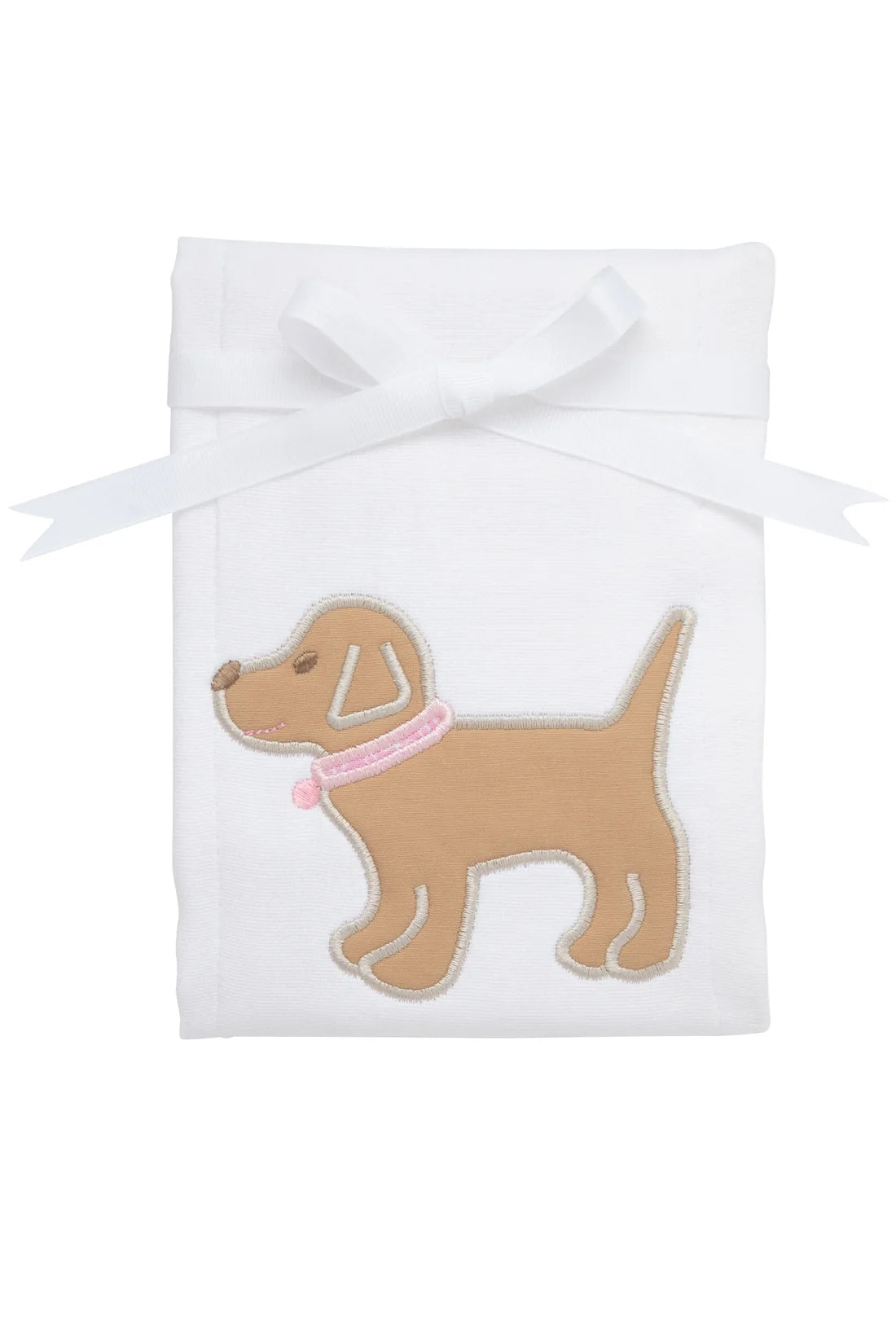 Dog Applique Burp Pink