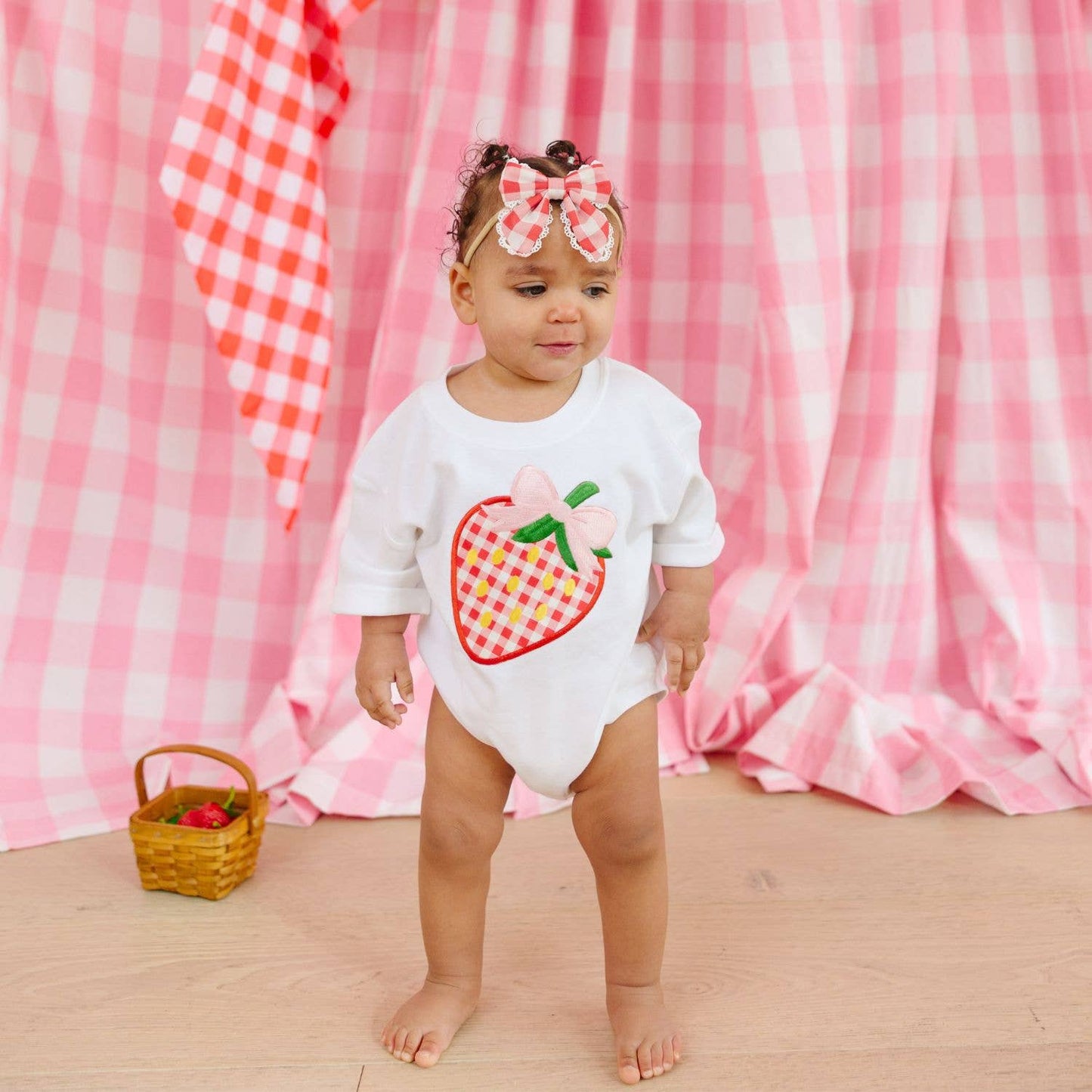 Red Gingham Baby Headband