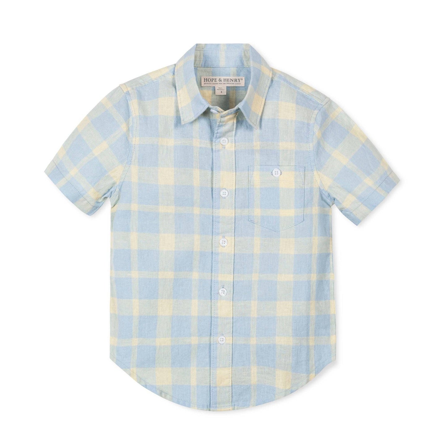 Linen Plaid Short Sleeve Shirt