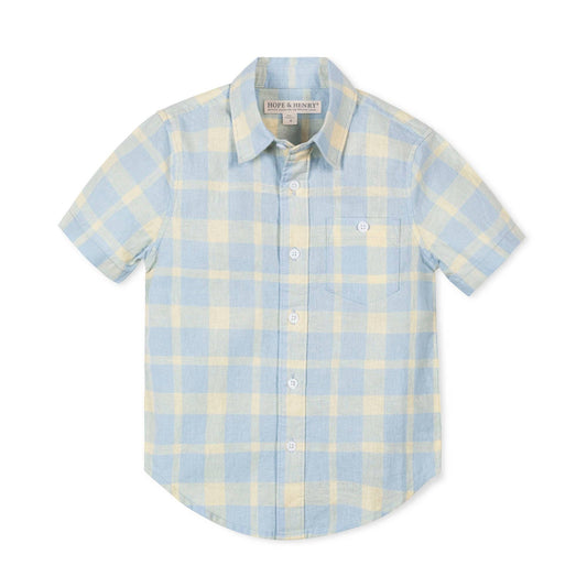 Linen Plaid Short Sleeve Shirt