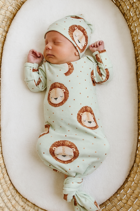 Little Lion Bamboo Gown & Hat Set