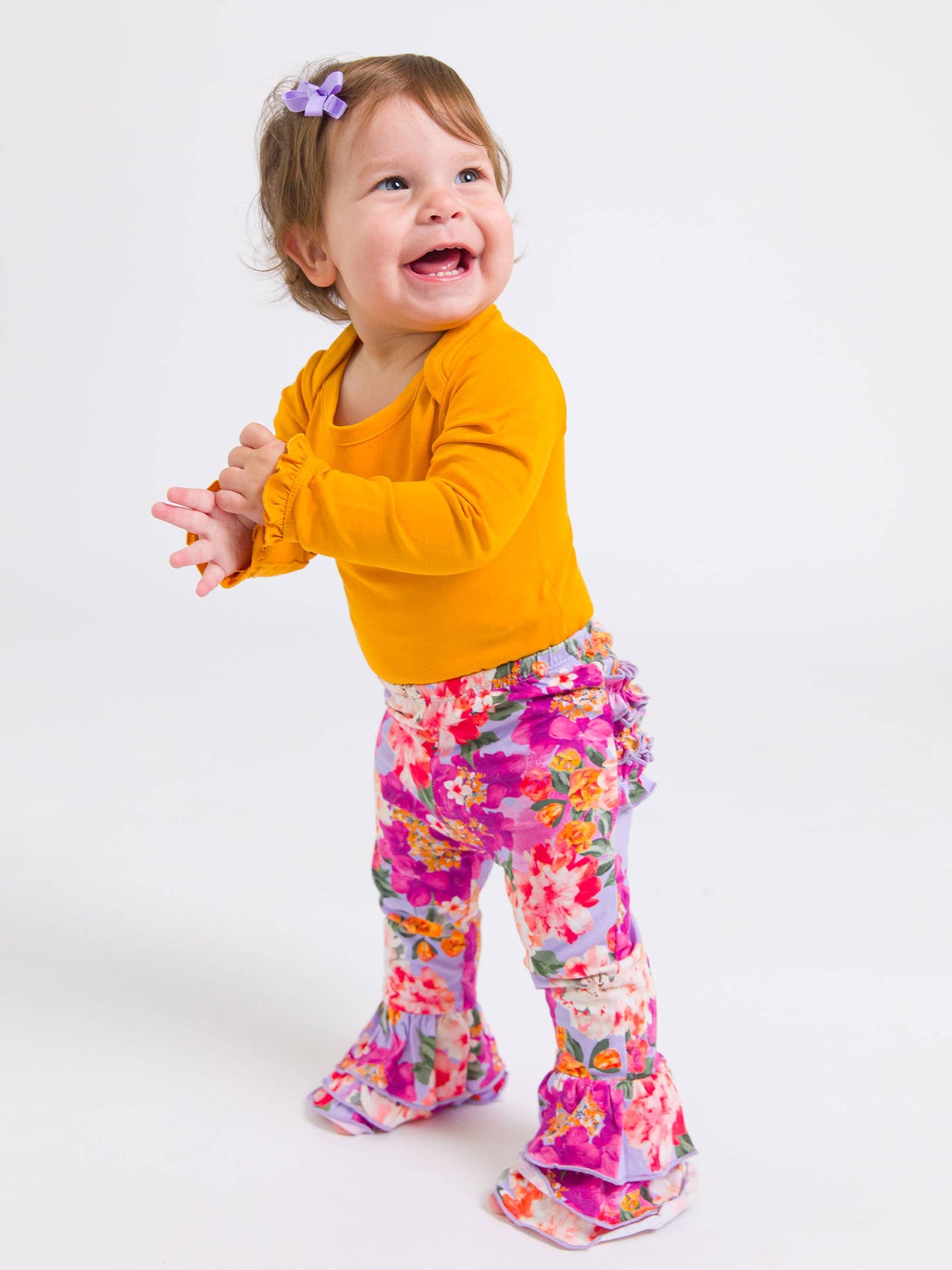 Baby Girls Floral Ruffle Flare Pants