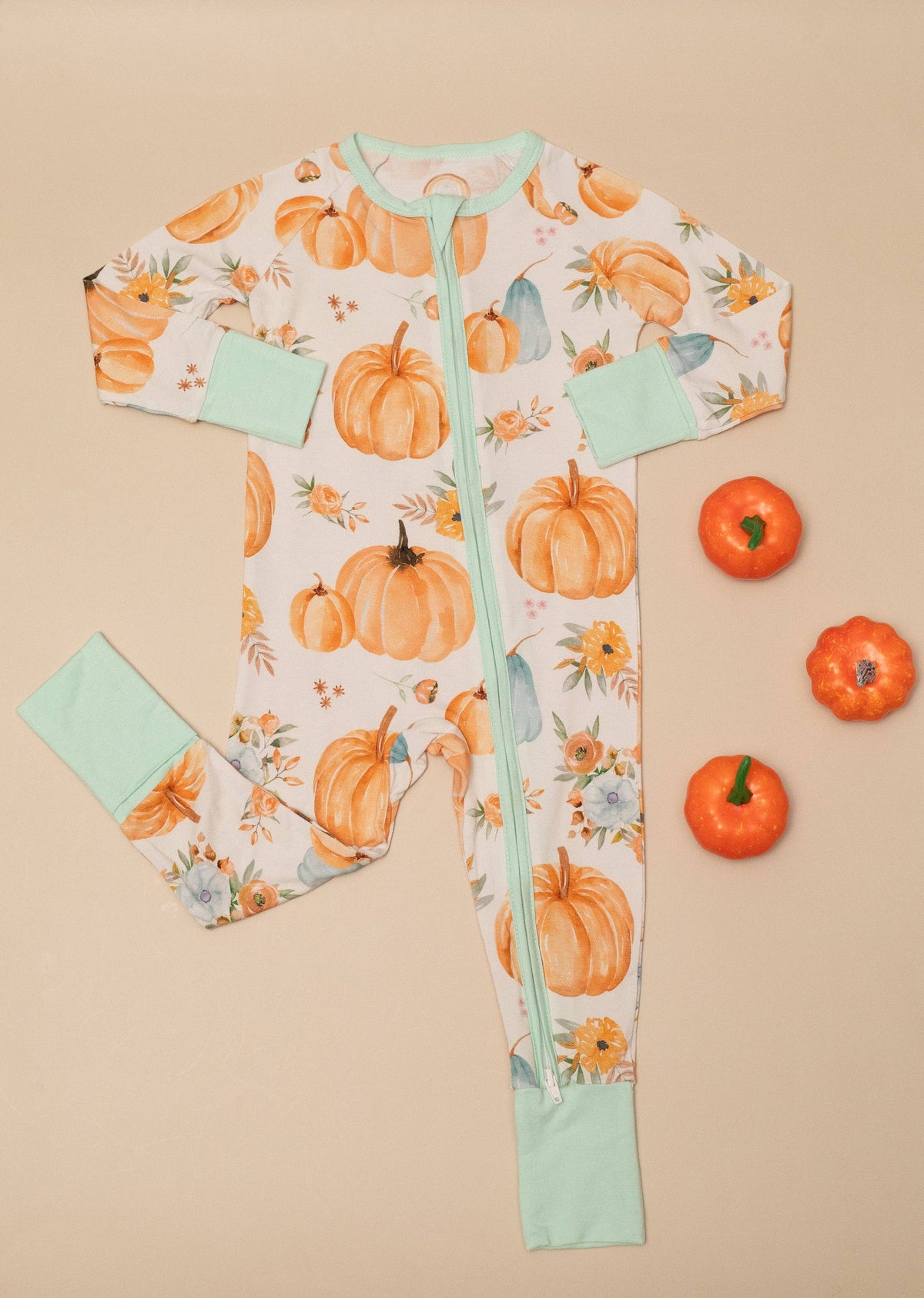 Pumpkin Floral Bamboo Zipper PJ