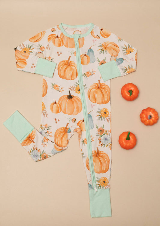 Pumpkin Floral Bamboo Zipper PJ