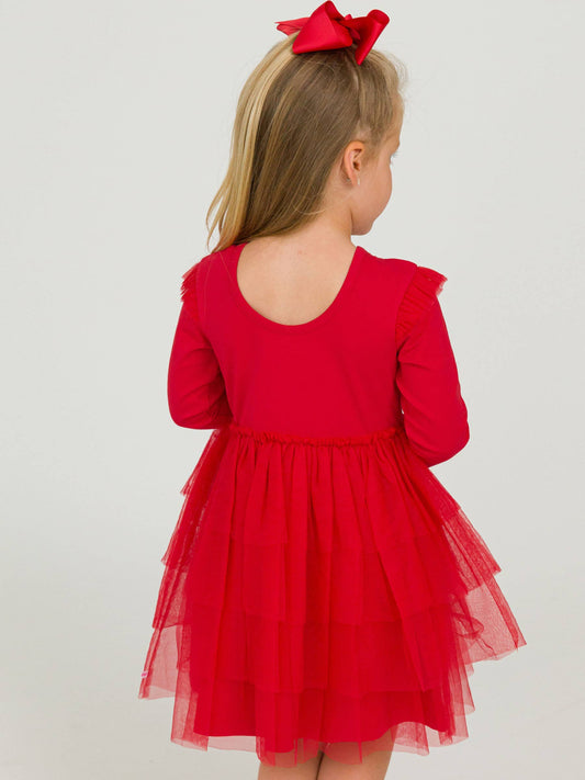 Tulle Long Sleeve Twirl Dress