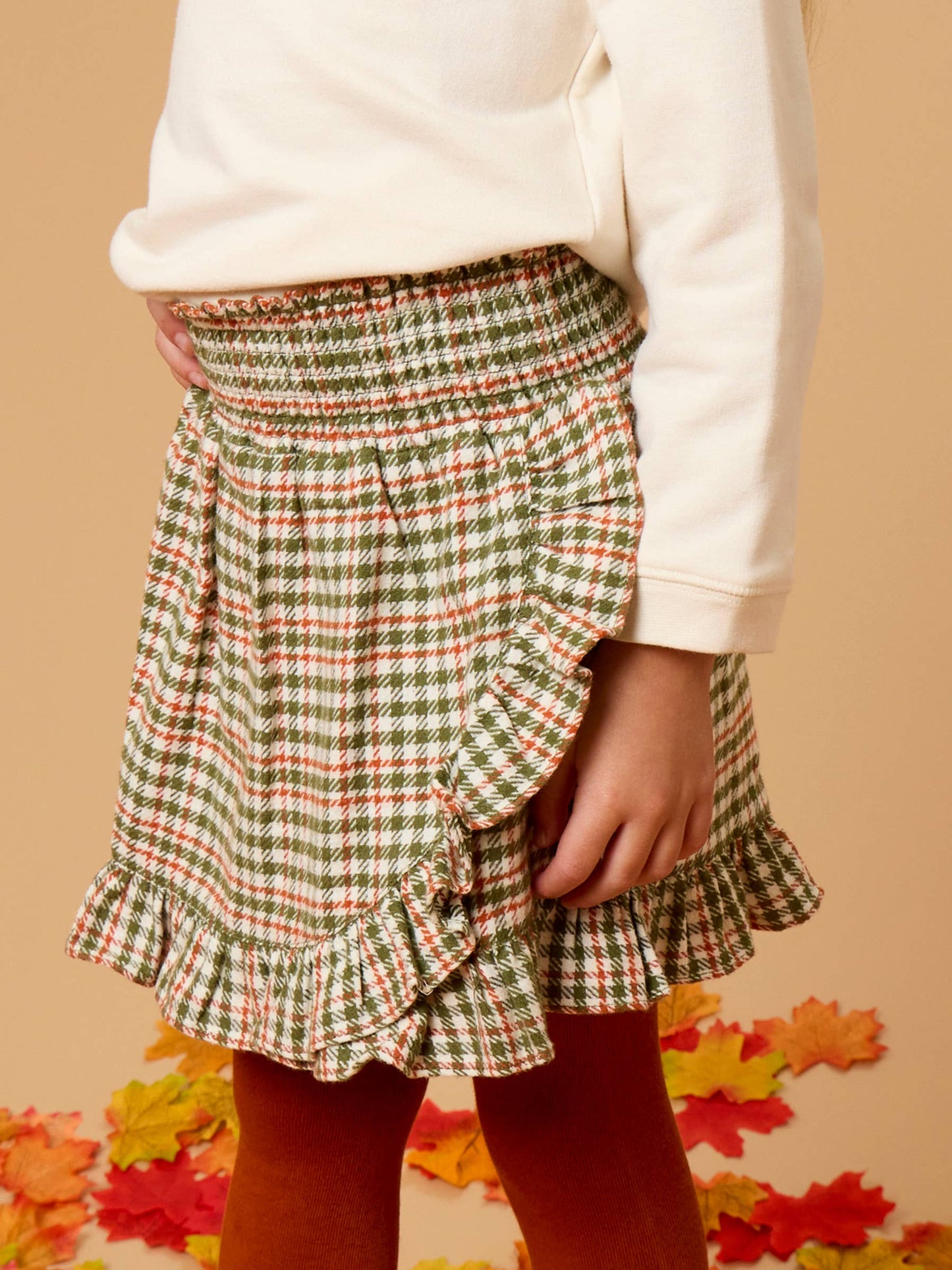 Houndstooth Smocked Ruffle Skort