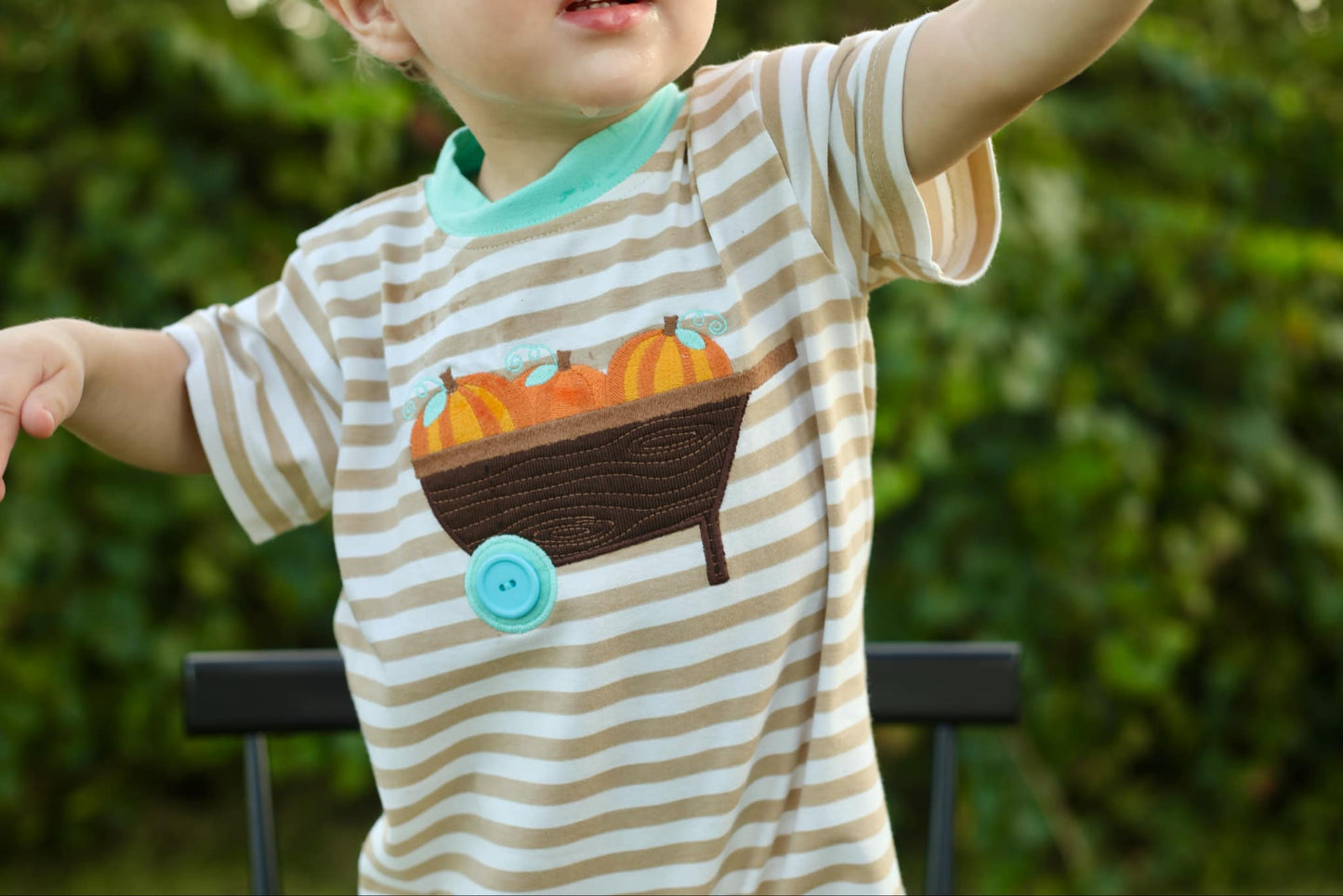 Pumpkin Wheelbarrow Knit Romper