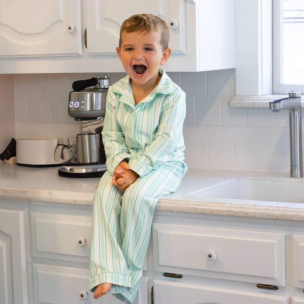 Green Stripe Button PJs