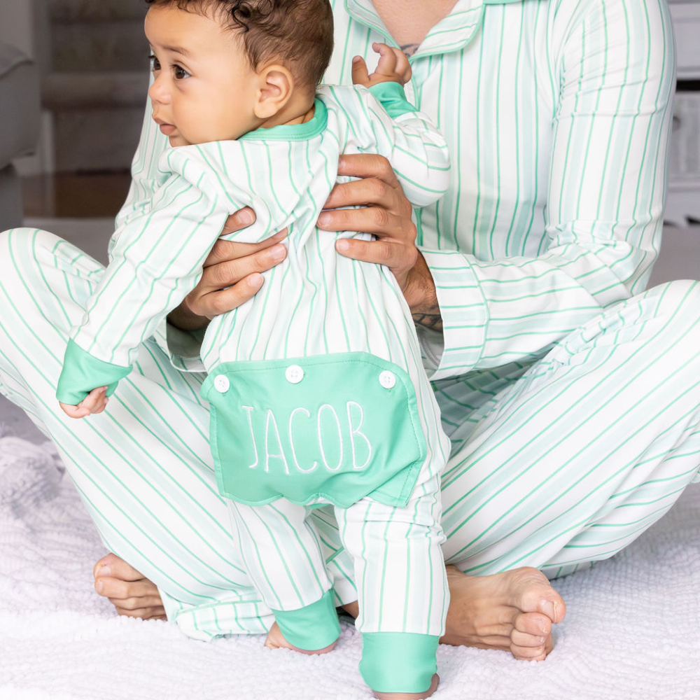 Baby Pajamas Green Stripe