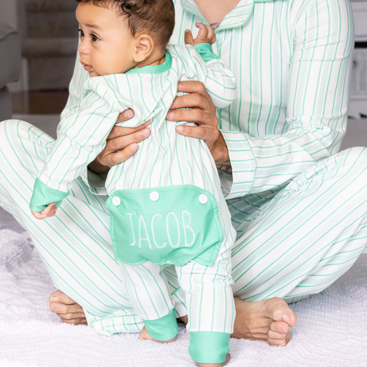 Baby Pajamas Green Stripe