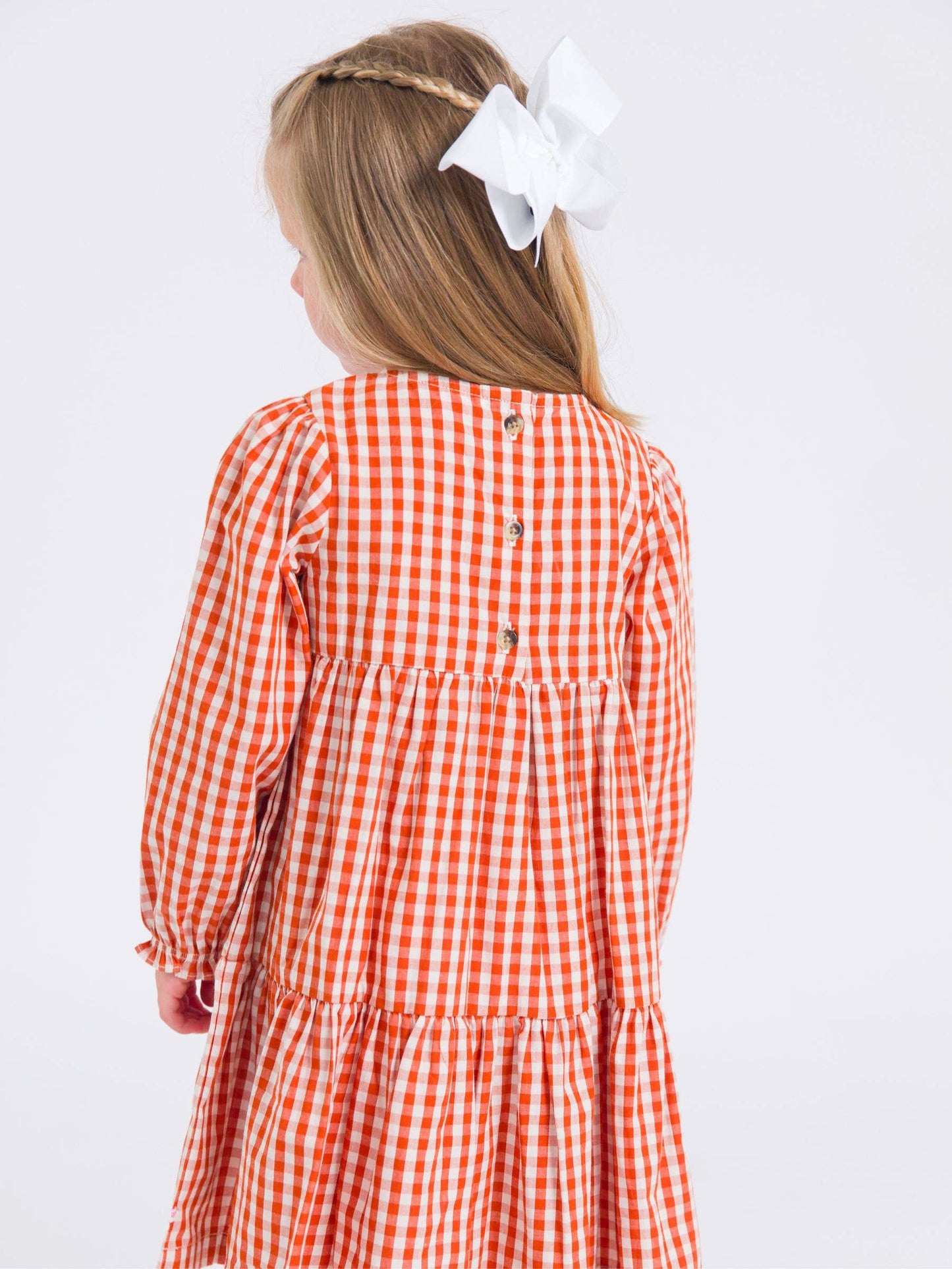 Girls Gingham Woven Tiered Dress