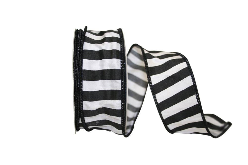 Cabana B&W Stripe Silk Wired 1.5"