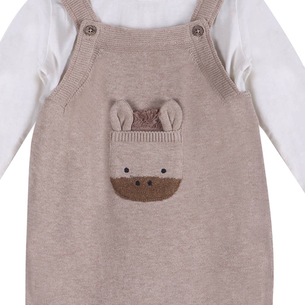 Horse Pocket Baby Organic Knit Set