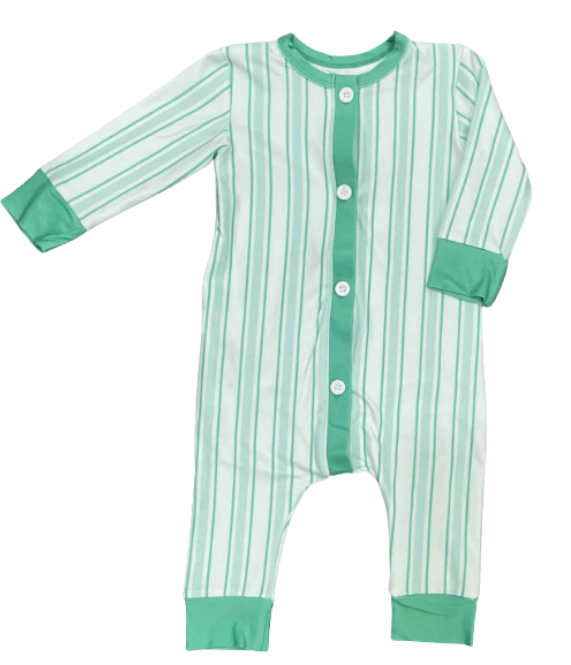 Baby Pajamas Green Stripe