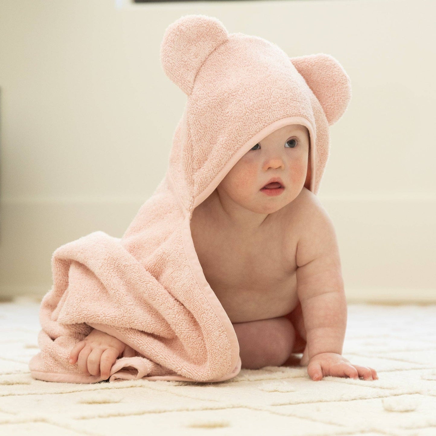 Hooded Towel/Wash Mitt Set Blush