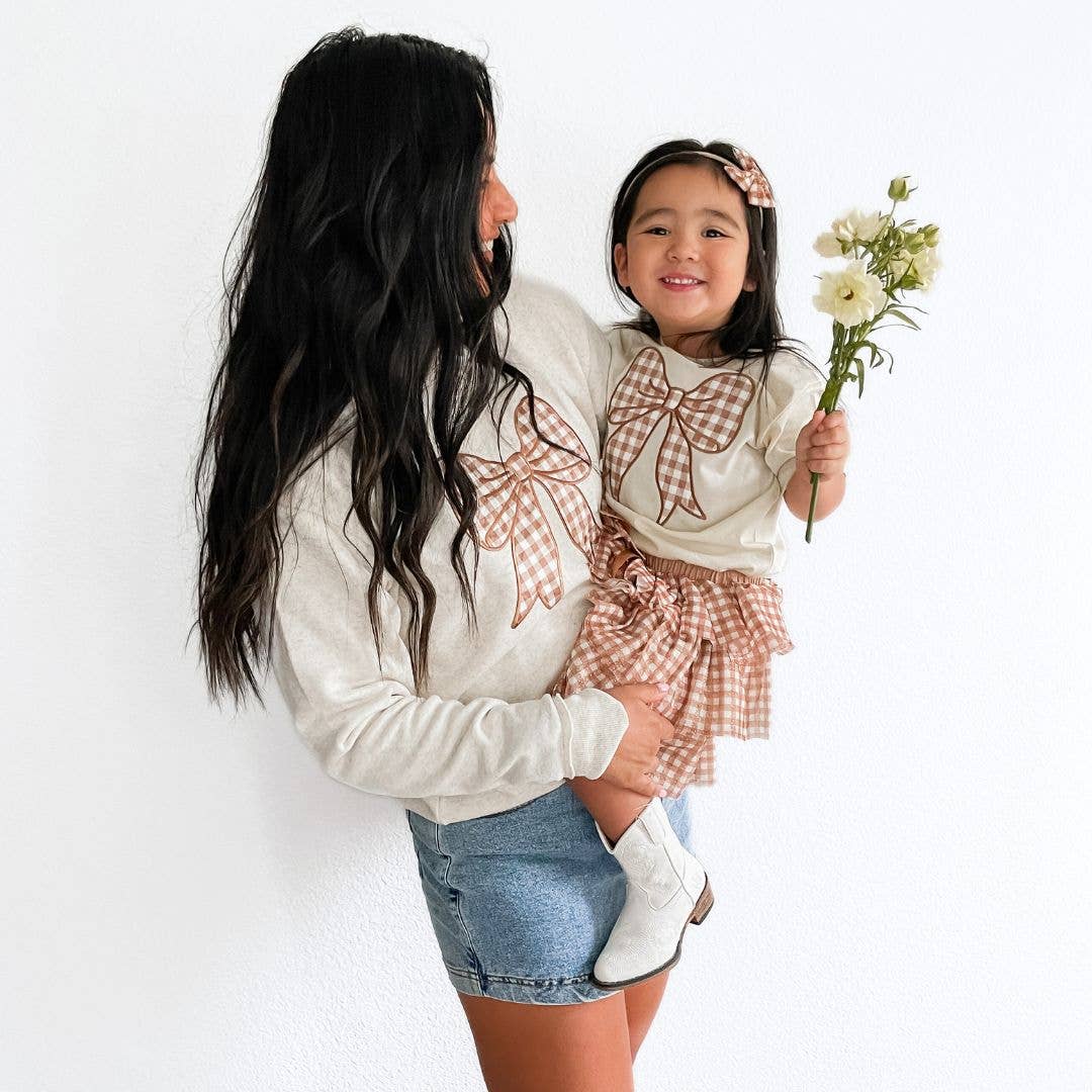 Gingham Bow Women's Sweatshirt
