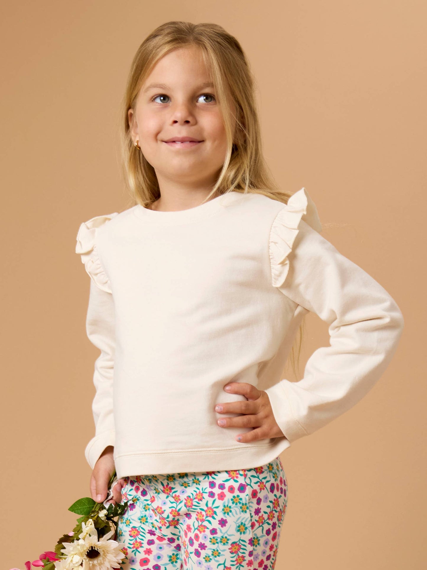 Ivory Knit Flutter Sweatshirt