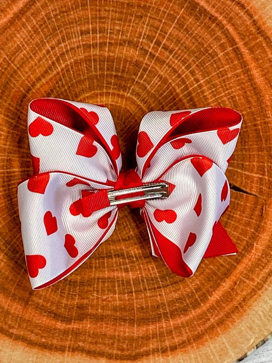 Heart Print Hair Bow