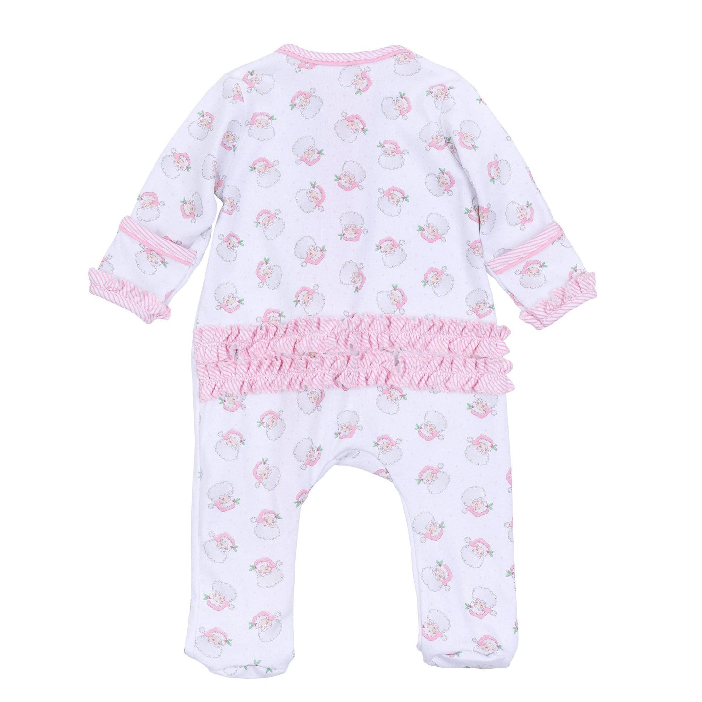 Santa Baby Pink Ruffle Zip Footie