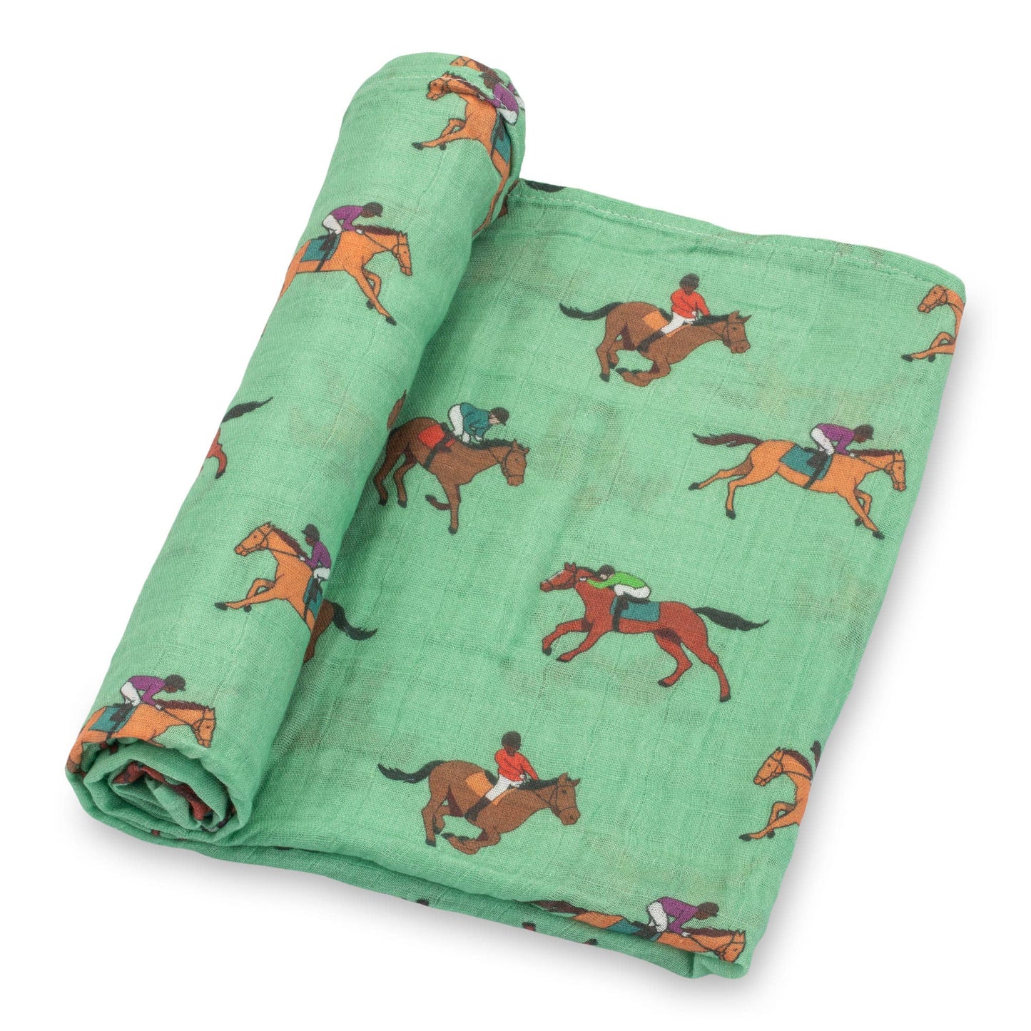 Horse Racing Muslin Swaddle Blanket