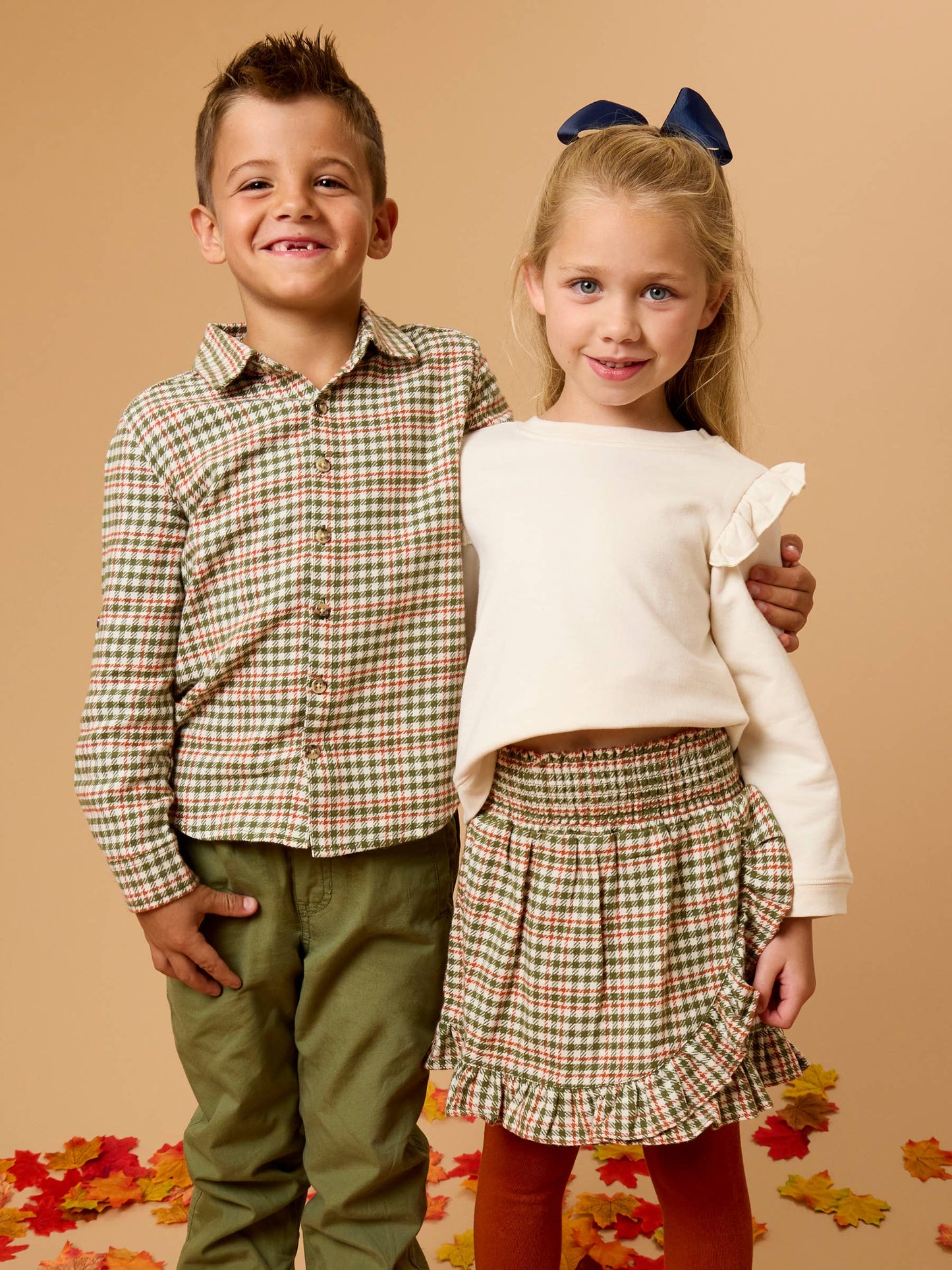 Houndstooth Smocked Ruffle Skort