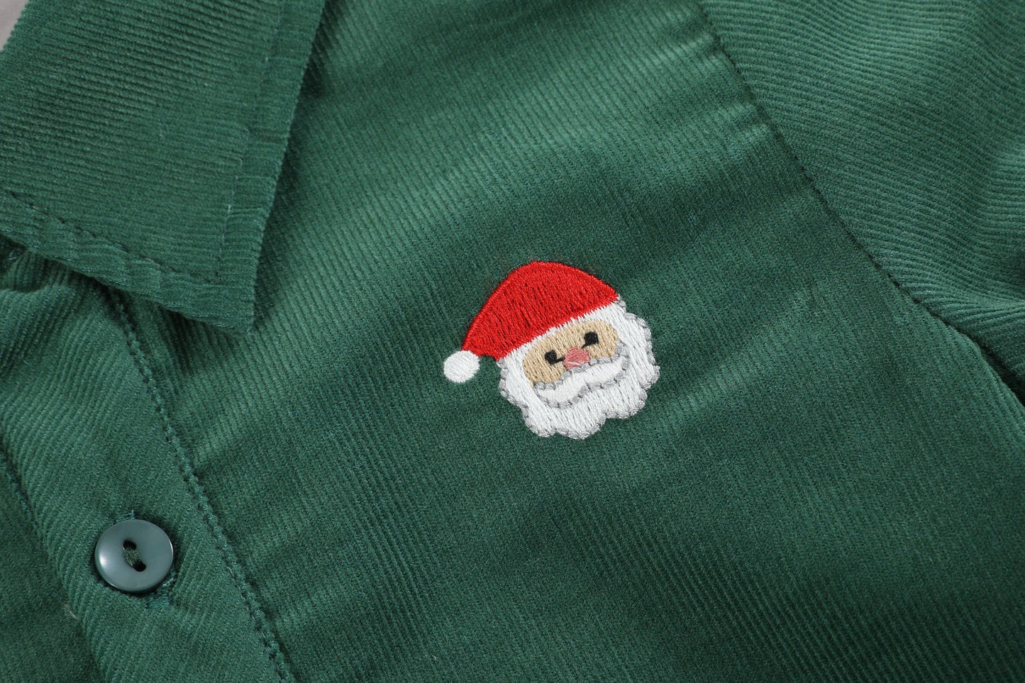 Green Corduroy Santa Buttondown
