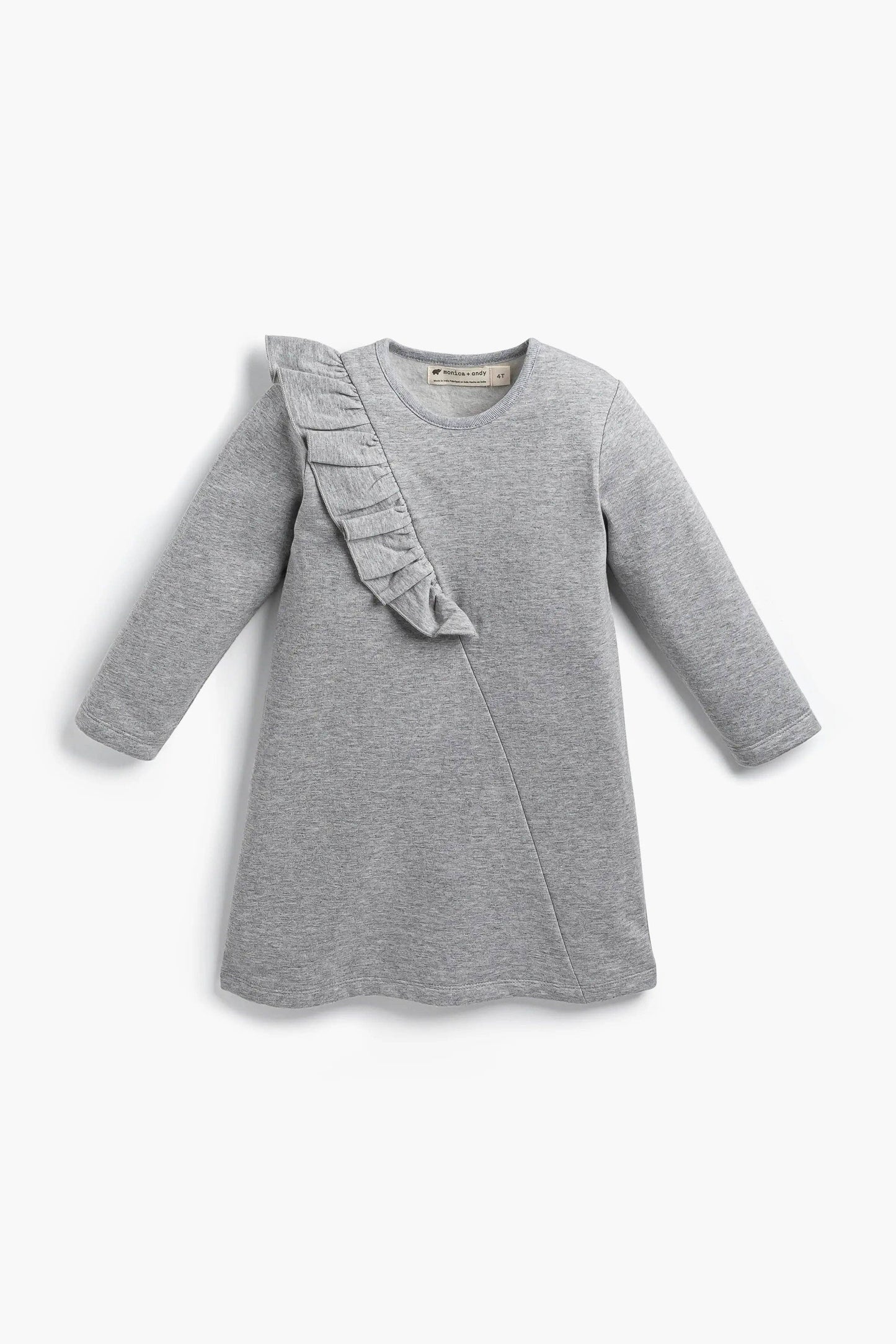 Ruffle Shoulder Sweatshirt Dress