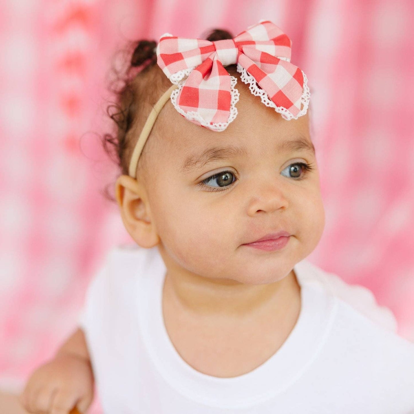 Red Gingham Baby Headband
