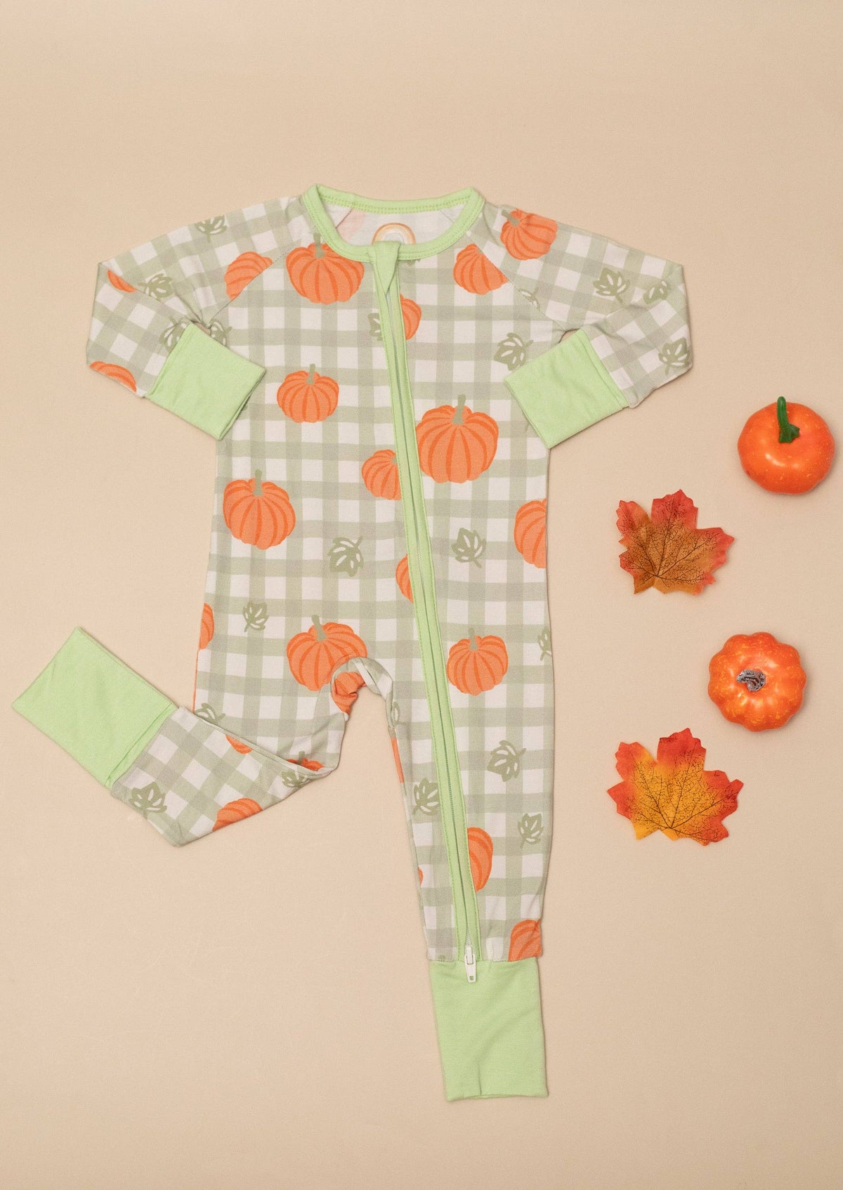 Pumpkin Plaid Bamboo Zipper PJ