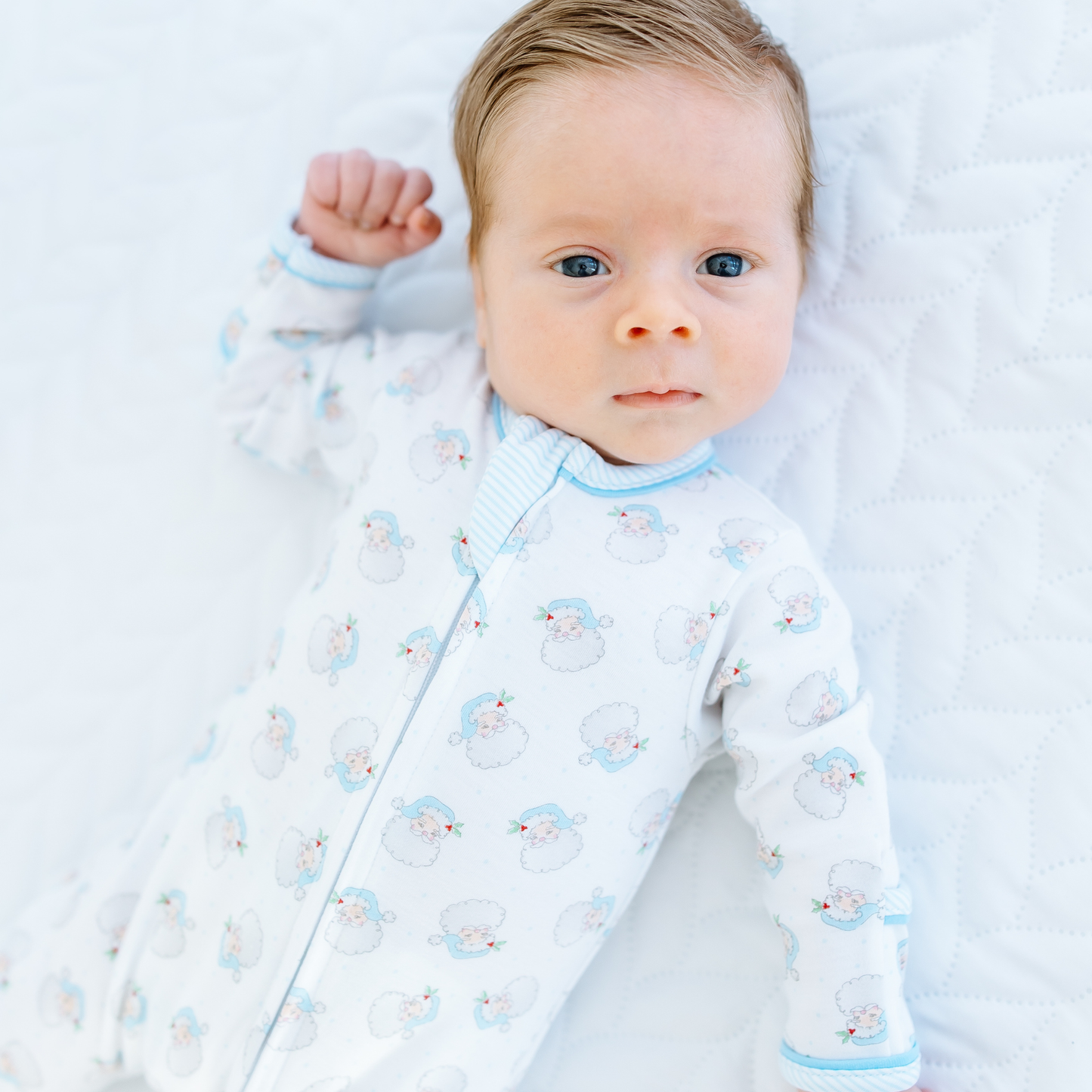 Santa Baby Blue Zip Footie