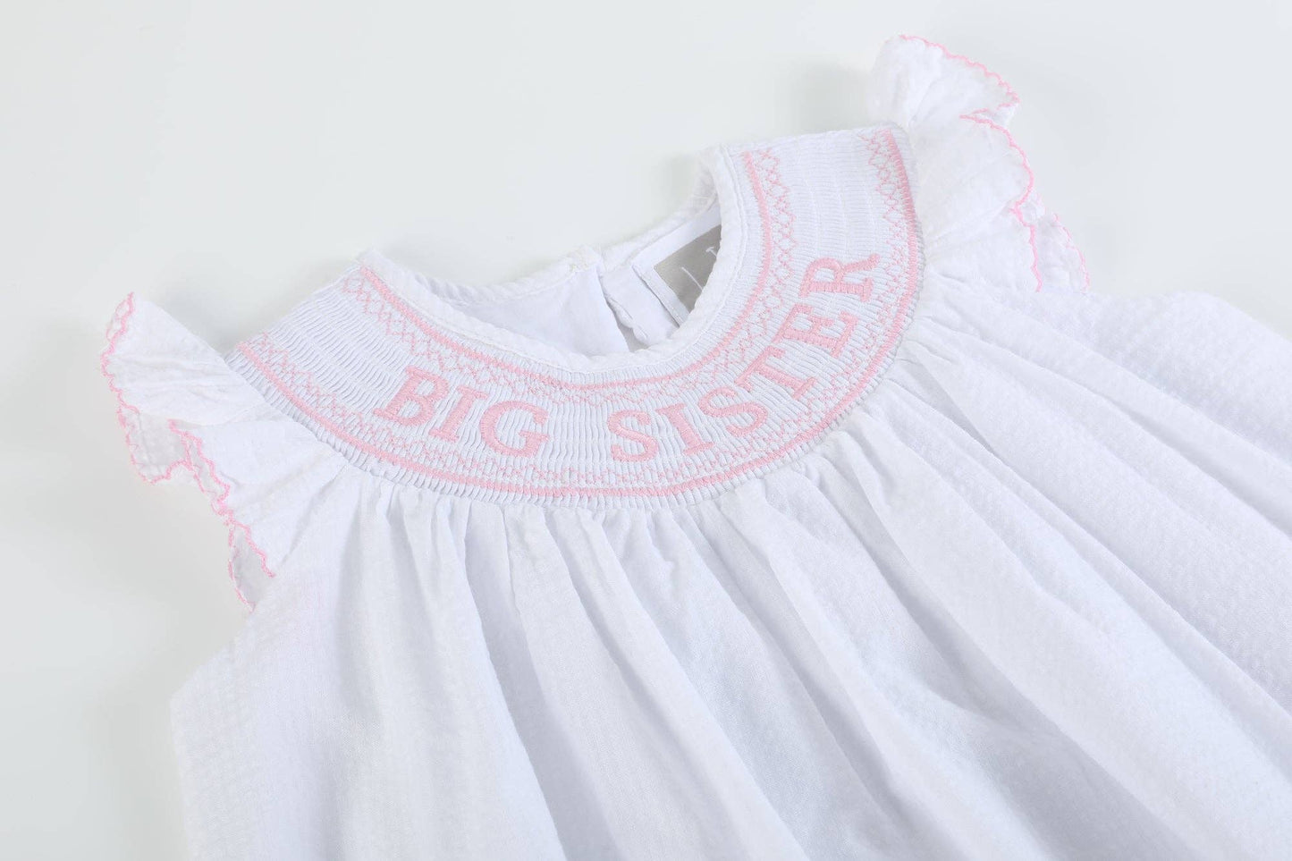 White Big Sis Smocked Bishop