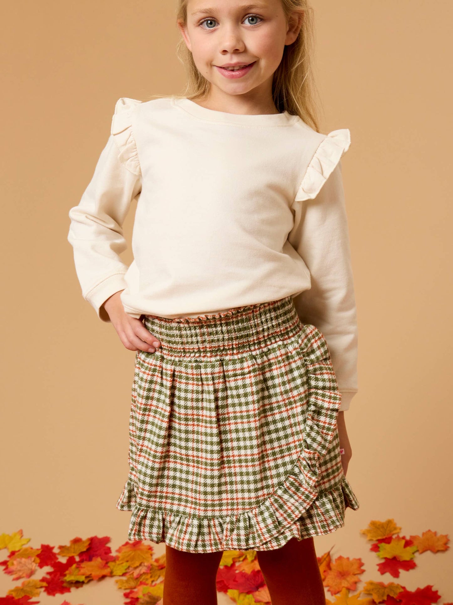 Houndstooth Smocked Ruffle Skort