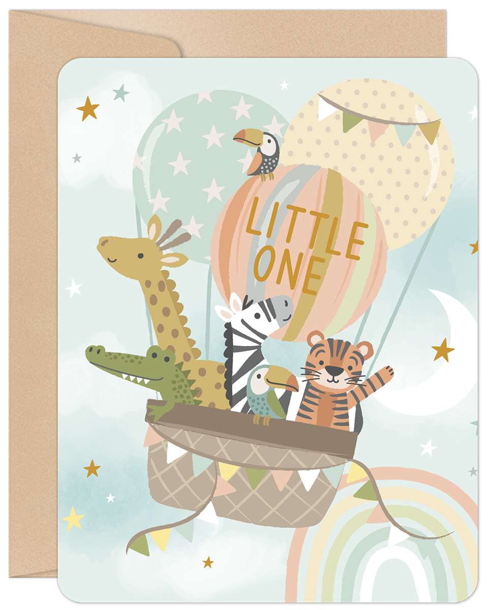 Hot Air Balloon New Baby Card