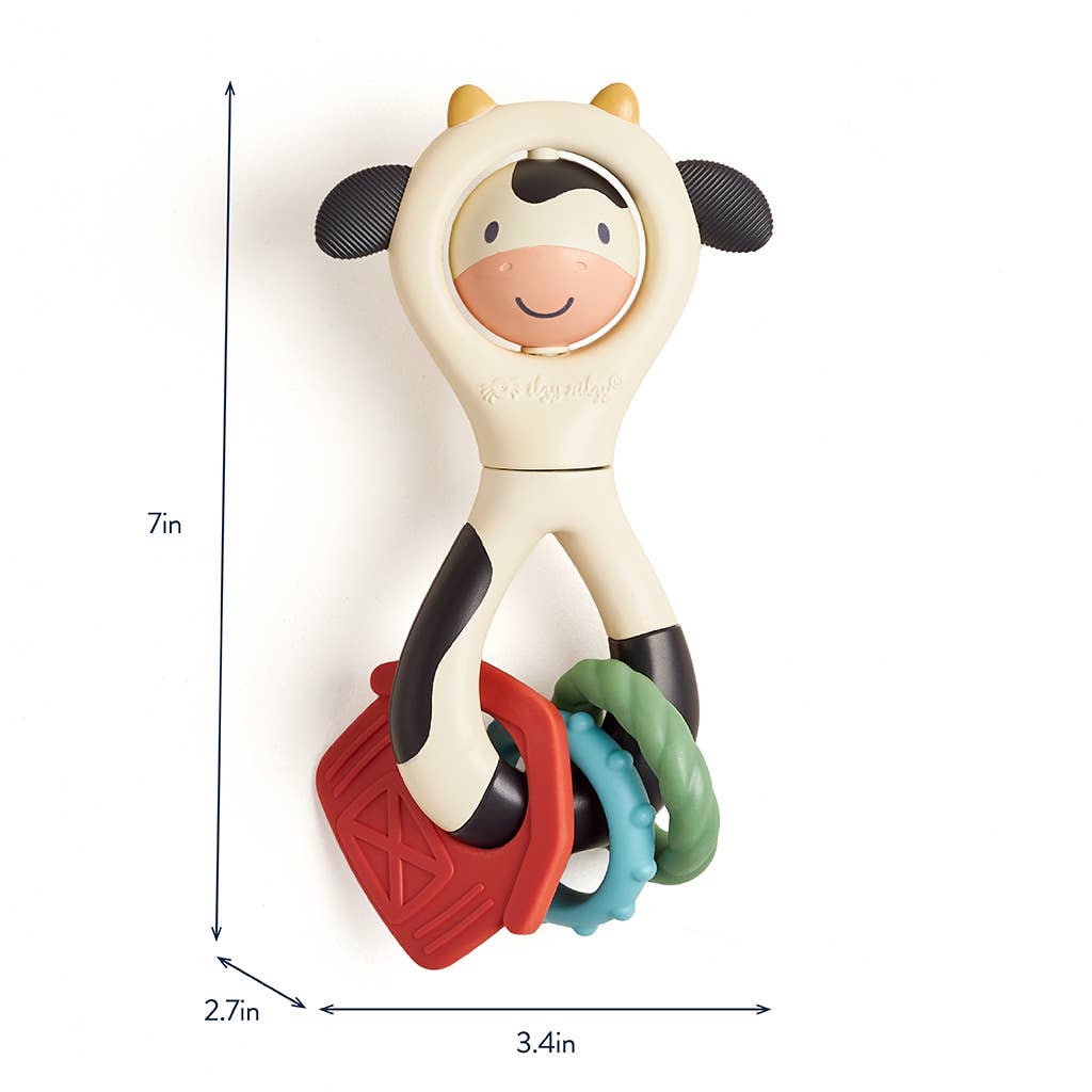 Itzy Spinner Teething Rattle Cow