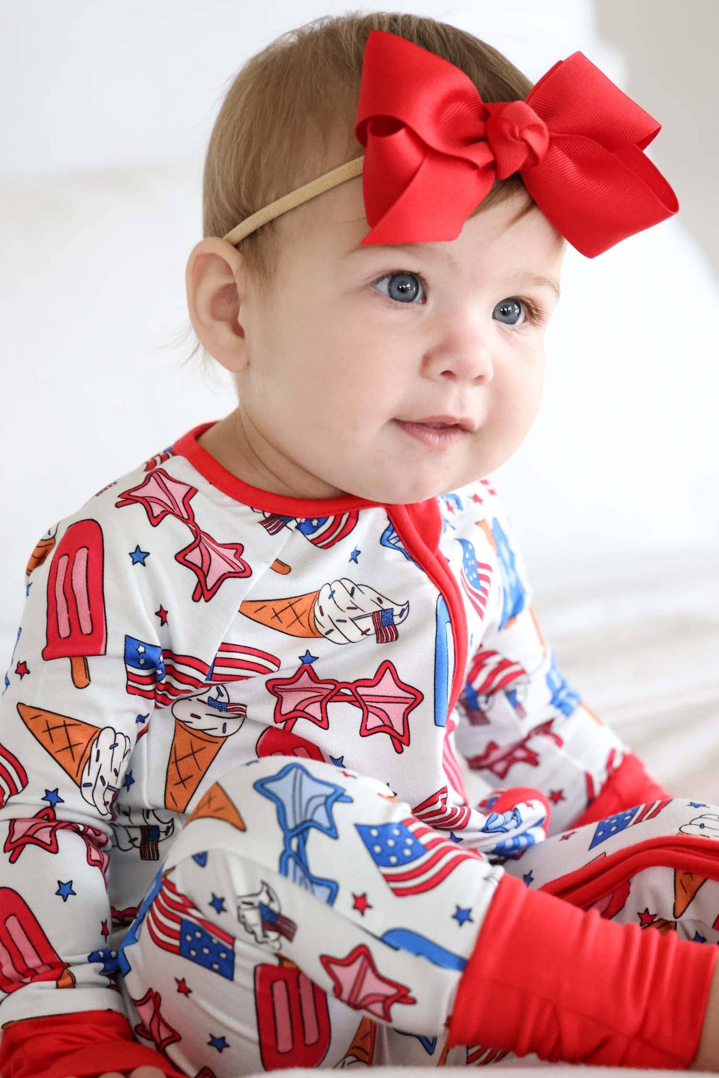Red, White & Cool Zipper Footie