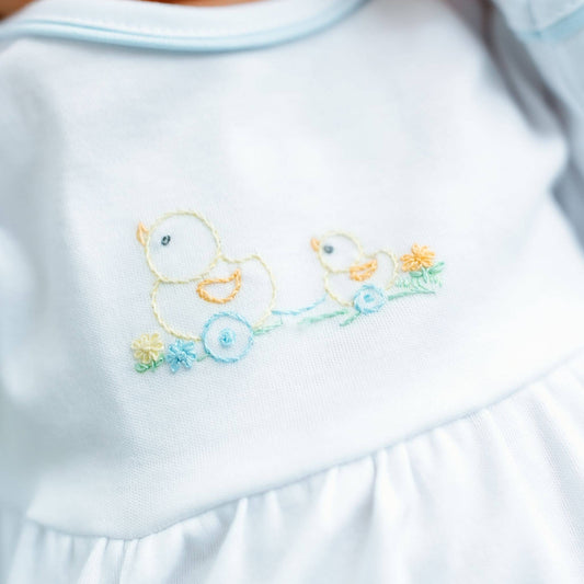 Vintage Duckie Gathered Gown in Blue