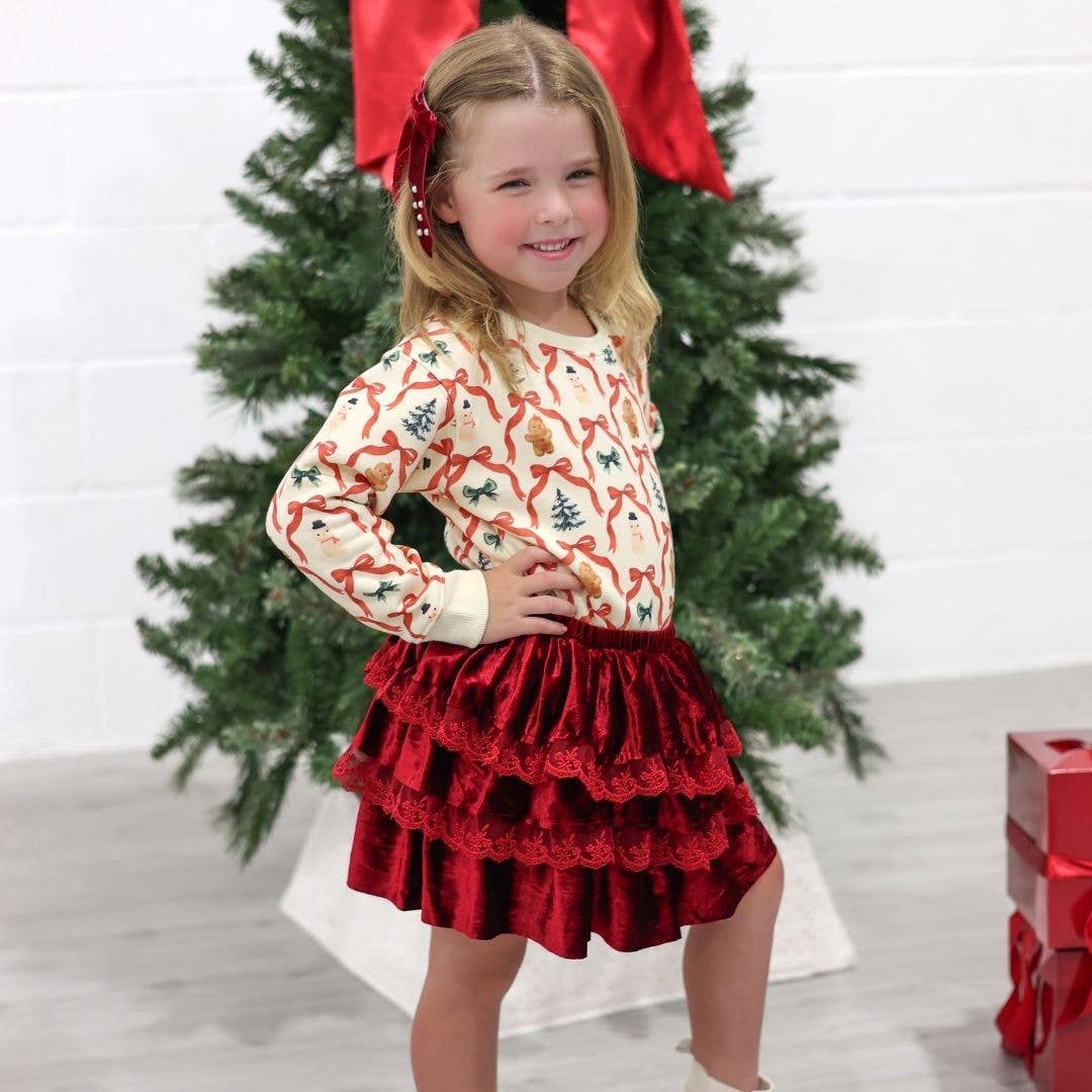 Red Velvet Tiered Skirt