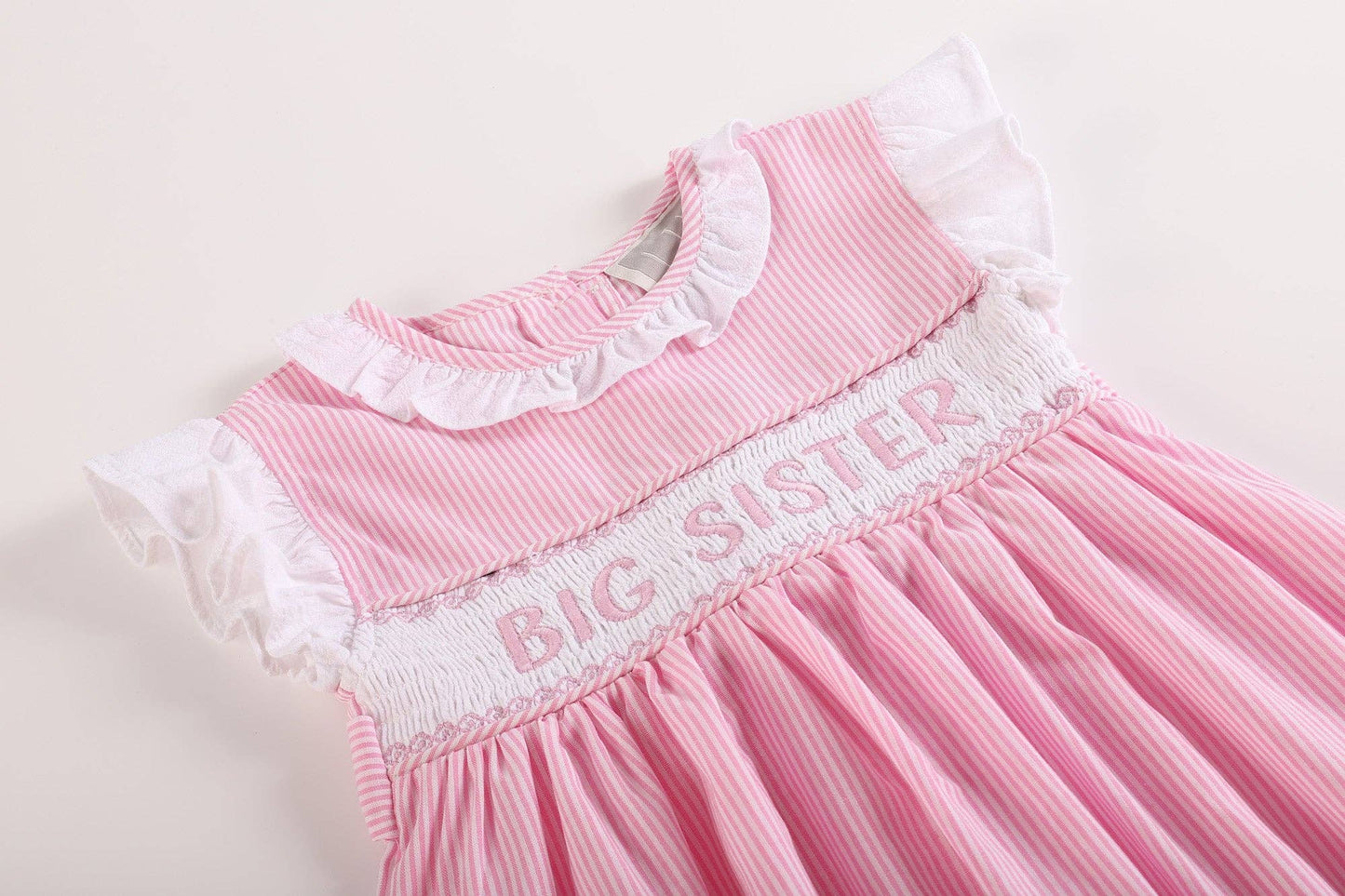 Pink Striped Big Sis Smocked Dress