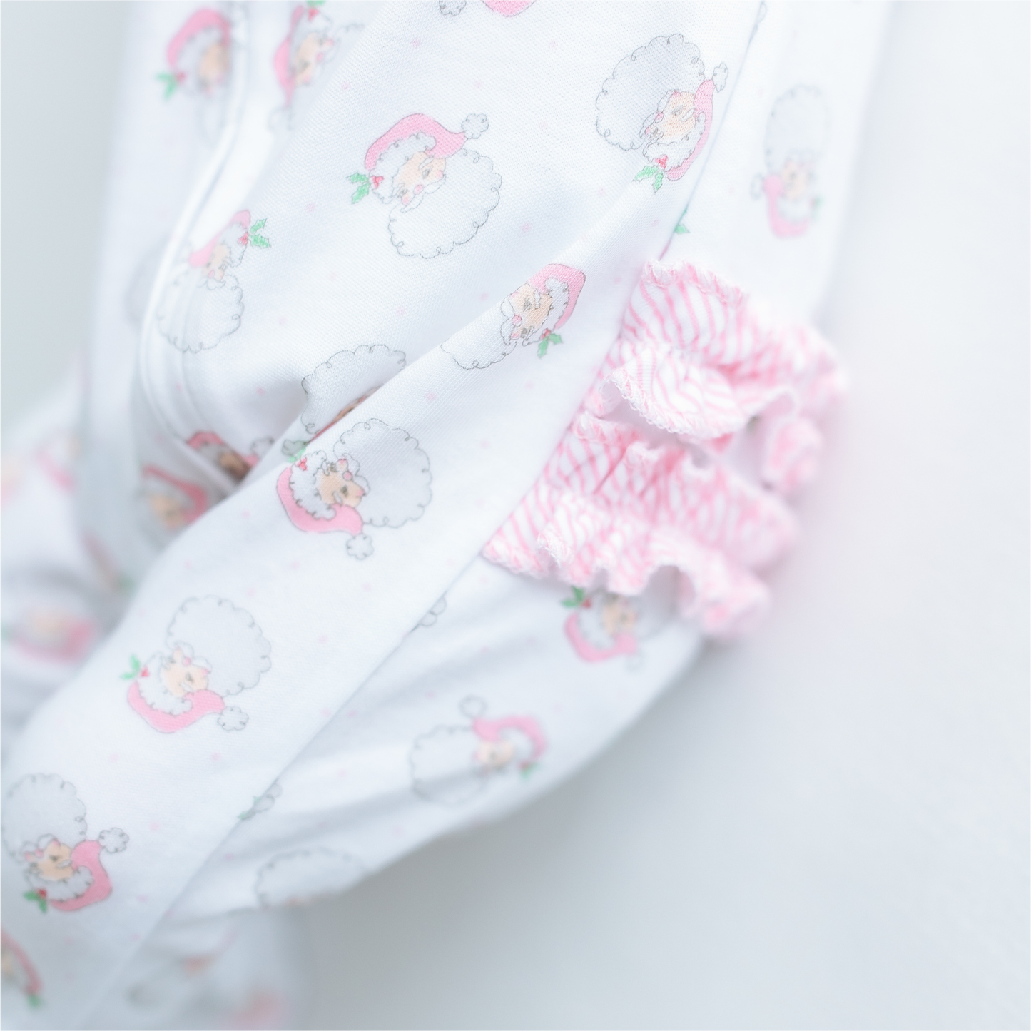 Santa Baby Pink Ruffle Zip Footie