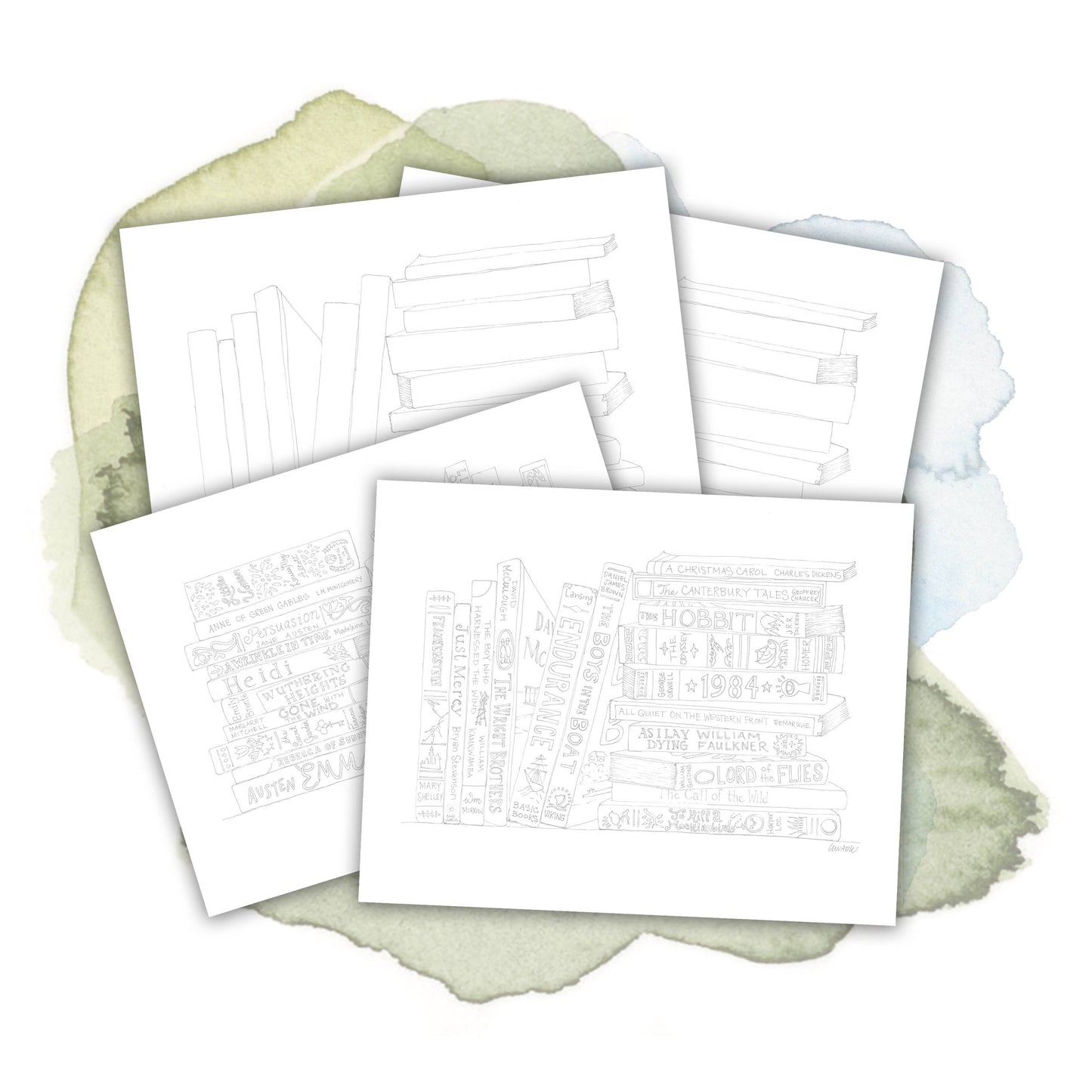 Book Stacks Coloring Pages